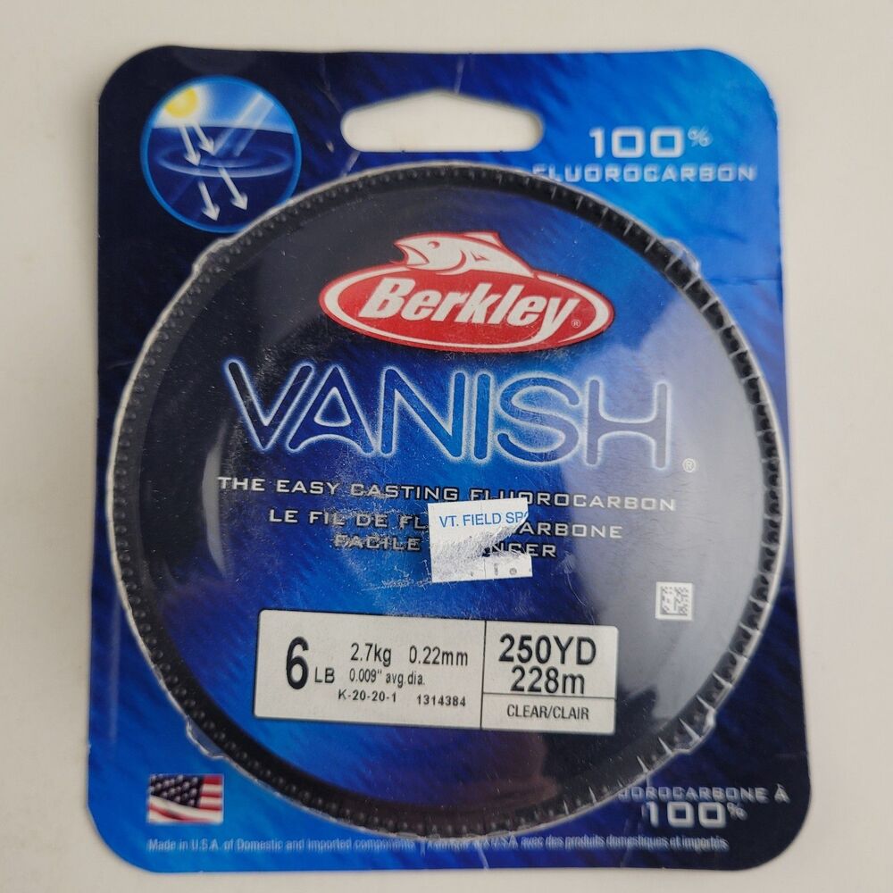 BERKLEY VANISH- Easy Casting 100% Fluorocarbon, 6 LB, 250 yd